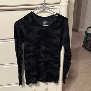Athleta Black Camouflage Long Sleeve Top